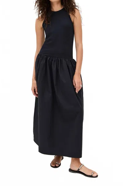 Frame Racer Tank Dress In Black In Blue