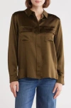 Frame Raw Edge Double Pocket Silk Shirt