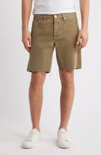 Frame Raw Hem Relaxed Denim Shorts In Brown