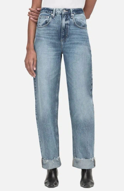 Frame Raw Hem Superhigh Waist Barrel Jeans In Rhode