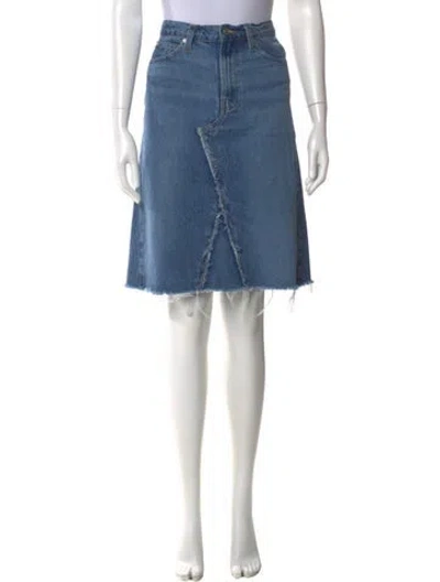 Pre-owned Frame Raw-edge Trim Knee-length Skirt In Blue