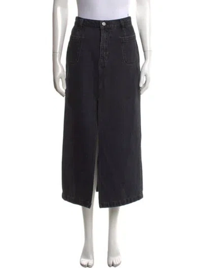 Pre-owned Frame Raw-edge Trim Long Skirt In Black