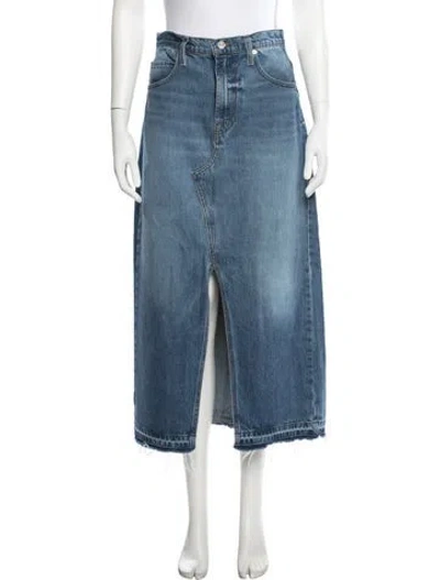 Pre-owned Frame Raw-edge Trim Long Skirt In Blue