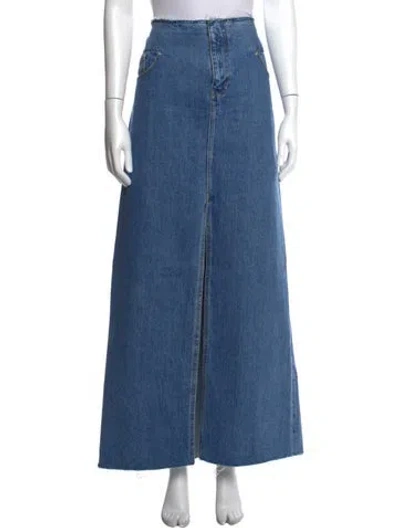 Pre-owned Frame Raw-edge Trim Long Skirt In Blue