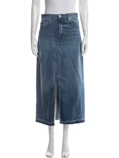 Pre-owned Frame Raw-edge Trim Long Skirt In Blue