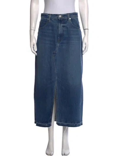 Pre-owned Frame Raw-edge Trim Long Skirt In Blue