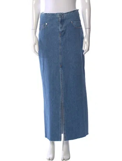 Pre-owned Frame Raw-edge Trim Long Skirt W/ Tags In Blue