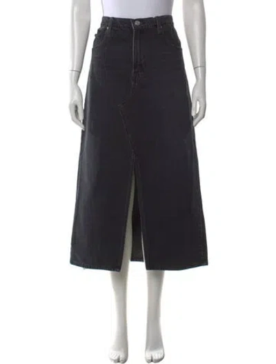 Pre-owned Frame Raw-edge Trim Midi Length Skirt In Black