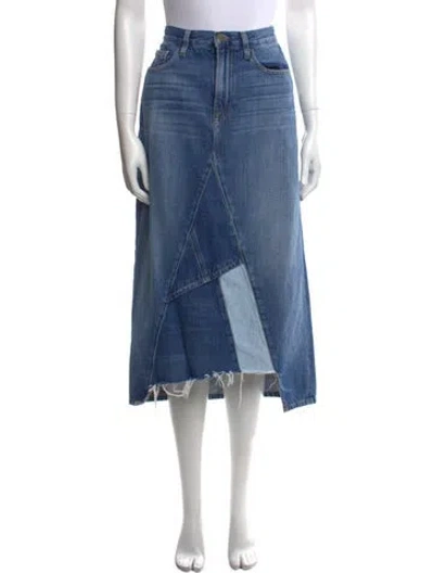 Pre-owned Frame Raw-edge Trim Midi Length Skirt In Blue