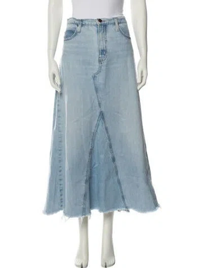 Pre-owned Frame Raw-edge Trim Midi Length Skirt In Blue