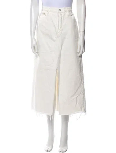 Pre-owned Frame Raw-edge Trim Midi Length Skirt In White