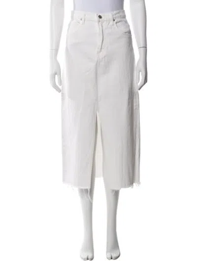 Pre-owned Frame Raw-edge Trim Midi Length Skirt In White