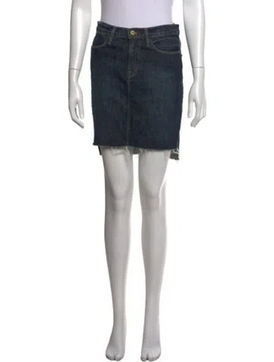 Pre-owned Frame Raw-edge Trim Mini Skirt In Blue
