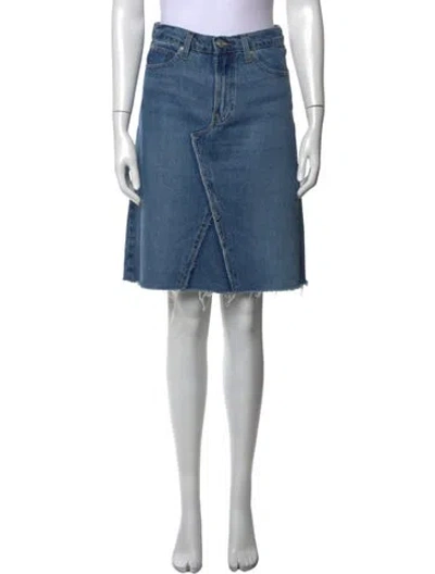 Pre-owned Frame Raw-edge Trim Mini Skirt In Blue