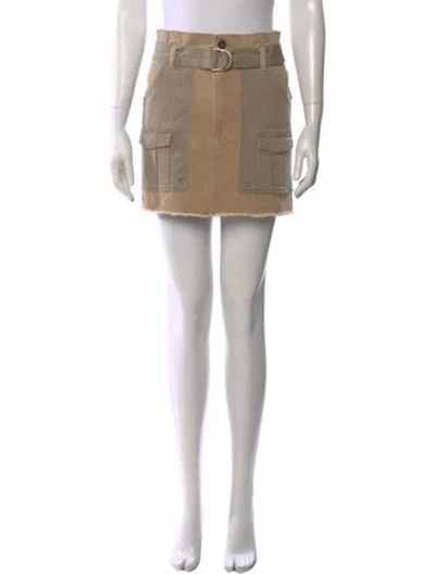 Pre-owned Frame Raw-edge Trim Mini Skirt In Brown