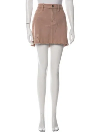 Pre-owned Frame Raw-edge Trim Mini Skirt In Neutral