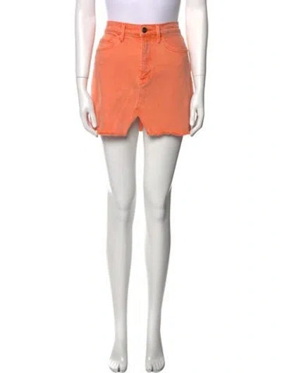 Pre-owned Frame Raw-edge Trim Mini Skirt In Orange