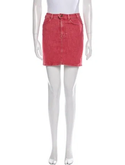 Pre-owned Frame Raw-edge Trim Mini Skirt In Red