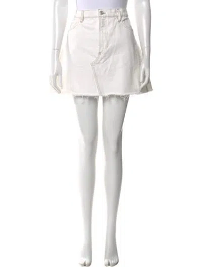 Pre-owned Frame Raw-edge Trim Mini Skirt In White