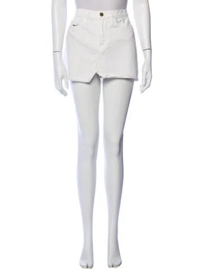 Pre-owned Frame Raw-edge Trim Mini Skirt In White