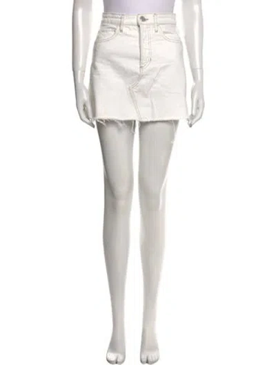 Pre-owned Frame Raw-edge Trim Mini Skirt In White