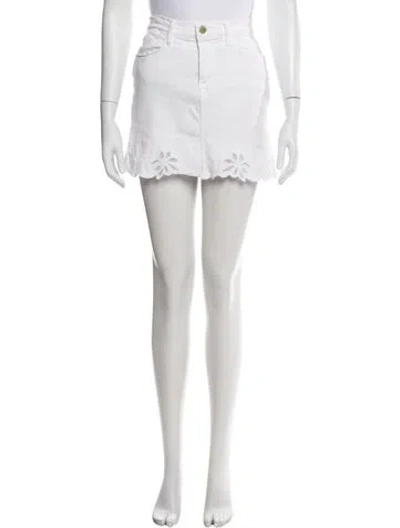 Pre-owned Frame Raw-edge Trim Mini Skirt In White
