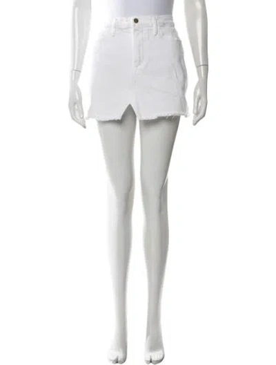Pre-owned Frame Raw-edge Trim Mini Skirt In White