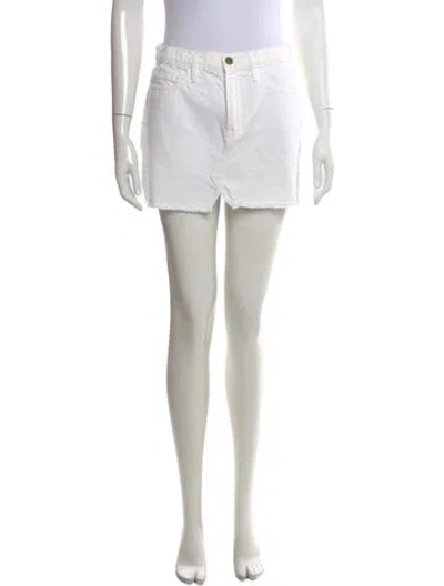 Pre-owned Frame Raw-edge Trim Mini Skirt In White