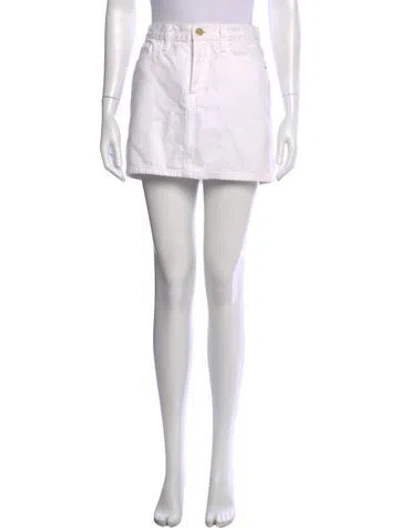Pre-owned Frame Raw-edge Trim Mini Skirt In White