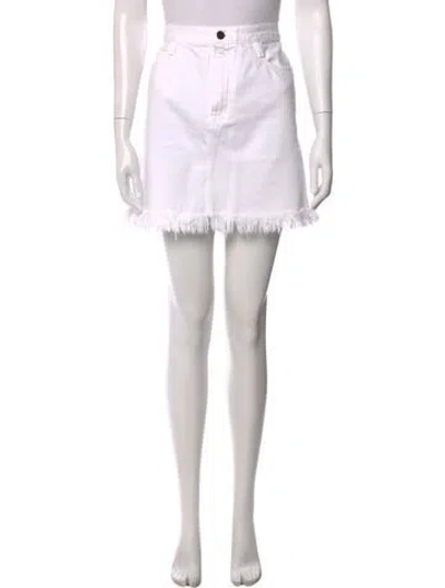 Pre-owned Frame Raw-edge Trim Mini Skirt In White