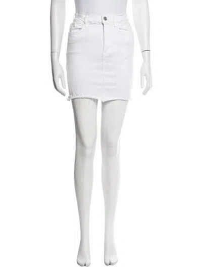 Pre-owned Frame Raw-edge Trim Mini Skirt In White