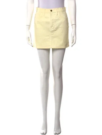 Pre-owned Frame Raw-edge Trim Mini Skirt In Yellow