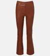 Frame Reboot Crop Leather Bootcut Pants In Brown