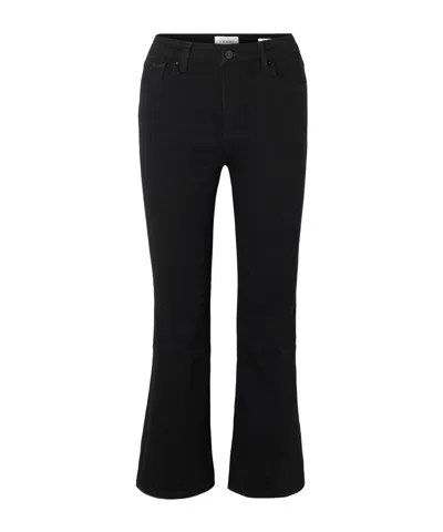 Frame Reboot Crop Stretch High-rise Bootcut Jeans In Black