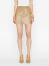 Frame High N Tight Leather Skirt In Light Camel In Gold
