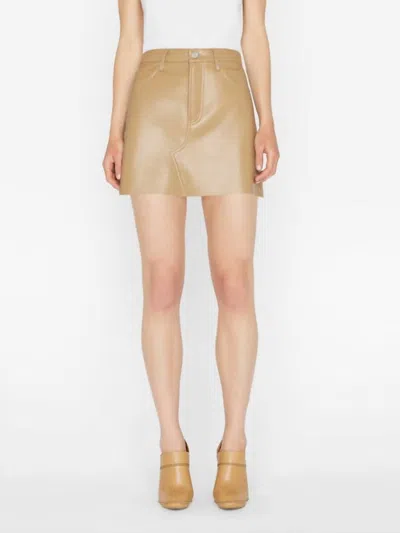 FRAME RECYCLED LEATHER SKIRT IN CAMEL