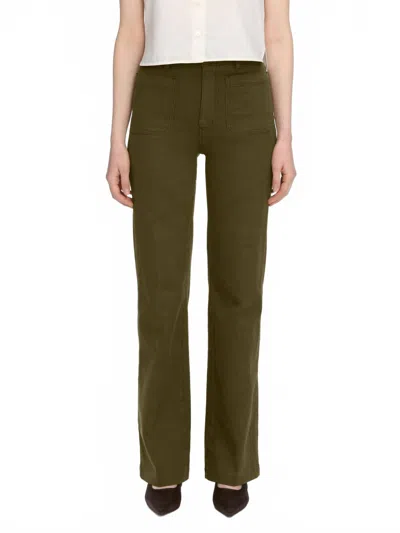 Frame Refined Wide Leg Trouser In Tree Moss In Green