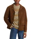 Frame Panelled Suede Jacket In Dark Camel