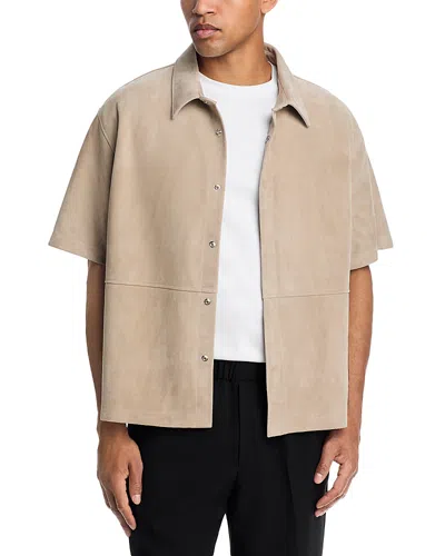 Frame Regular Fit Suede Shirt In Brown