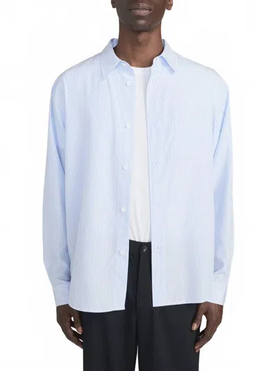 Frame Relaxed Button-up Shirt In Blue Stripe In Multi