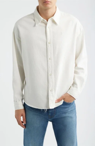 Frame Relaxed Denim Button-up Shirt In White