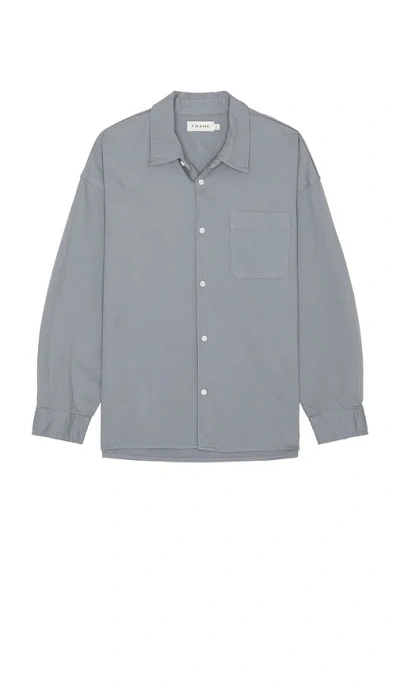 Frame Long Sleeve Relaxed Denim Shirt Smoky Blue