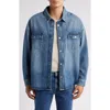Frame Relaxed Double Pocket Denim Shirt Jacket In Blue