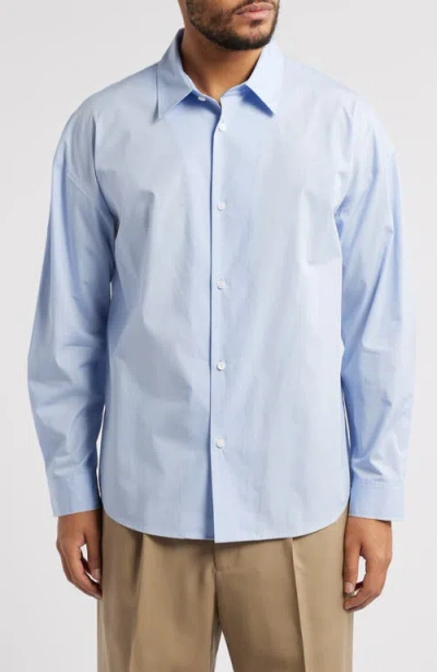 Frame Relaxed Fit Cotton Button-up Shirt In Light Blue