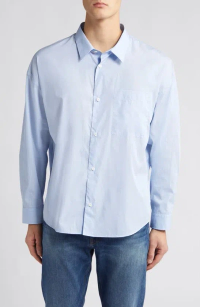 Frame Relaxed Fit Cotton Button-up Shirt In Light Blue