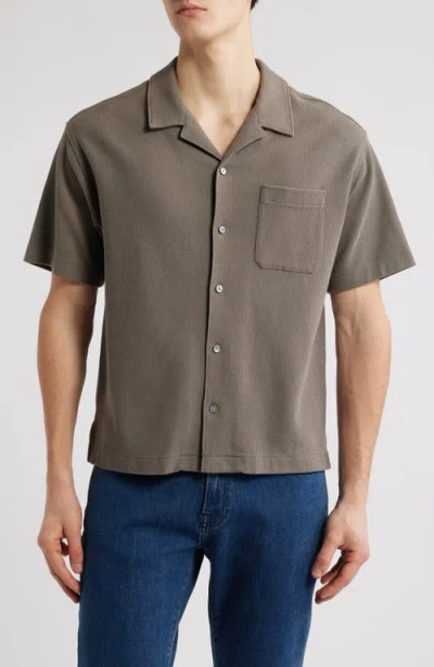 Frame Relaxed Jacquard Camp Shirt In Dark Sage