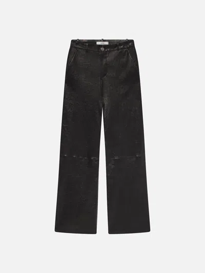 Frame Relaxed Leather Trouser Pants In Black