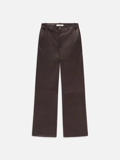 Frame Relaxed Leather Trouser Pants In Brown
