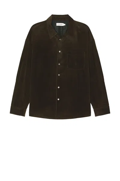 Frame Relaxed Overshirt In Dark Olive