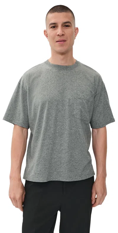 Frame Relaxed Pocket Tee Light Grey Melange In Gray